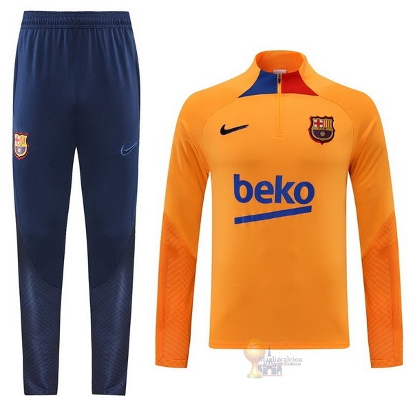 Calcio Maglie Giacca Barcellona 2022 2023 Arancione Blu