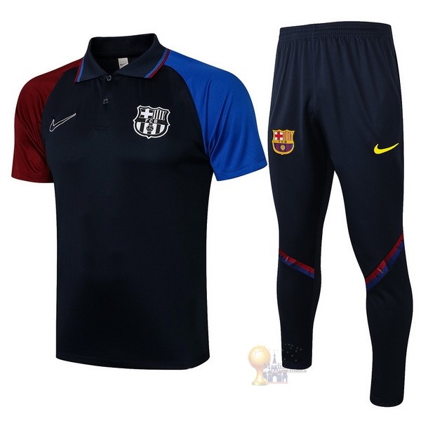 Calcio Maglie Set Completo Polo Barcellona 2021 2022 Nero Rosso Blu