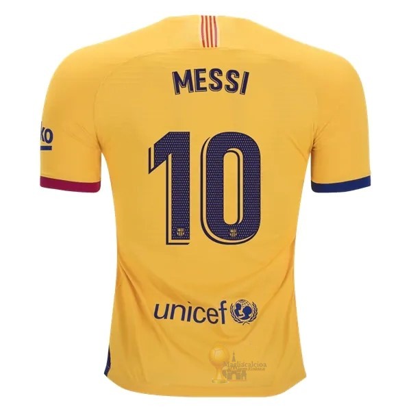 Calcio Maglie NO.10 Messi Away Maglia Barcellona 2019 2020 Giallo