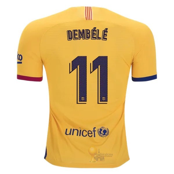 Calcio Maglie NO.11 O.Dembele Away Maglia Barcellona 2019 2020 Giallo