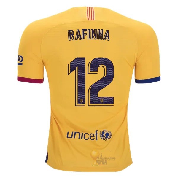 Calcio Maglie NO.12 Rafinha Away Maglia Barcellona 2019 2020 Giallo