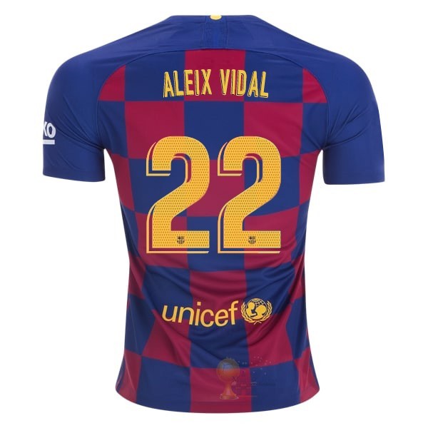 Calcio Maglie NO.22 Aleix Vidal Home Maglia Barcellona 2019 2020 Blu Rosso