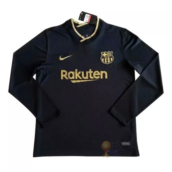 Calcio Maglie Segunda Camiseta Manga Larga Barcellona 2020 2021 Nero