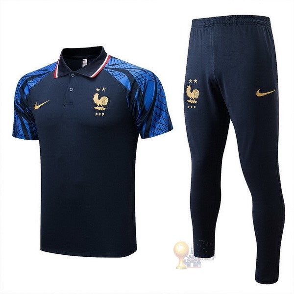 Calcio Maglie Set Completo Polo Francia 2022 Blu Navy