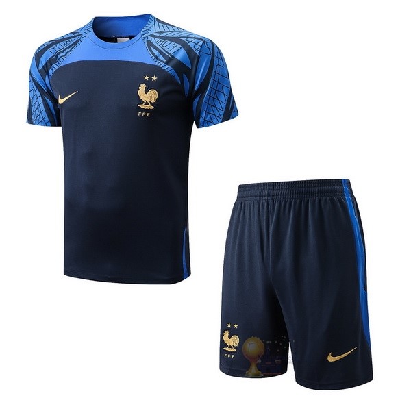 Calcio Maglie Formazione Set Completo Francia 2022 Blu Navy