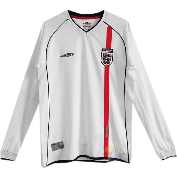Calcio Maglie Home Maglia Manica lunga Inghilterra Stile rétro 2002 Bianco