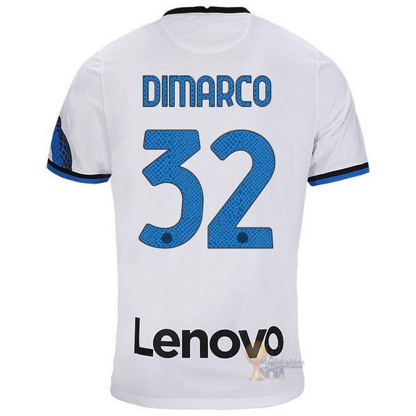 Calcio Maglie NO.32 Dimarco Away Maglia Inter Milán 2021 2022 Bianco