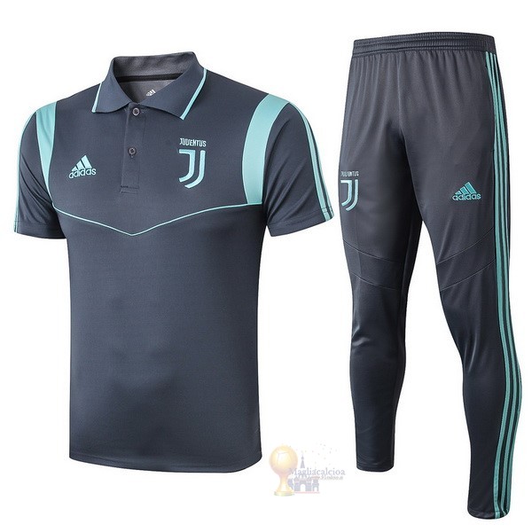 Calcio Maglie Set Completo Polo Juventus 2019 2020 Grigio Blu