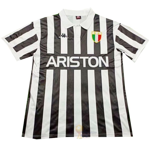 Calcio Maglie Home Maglia Juventus Retro 1984 Nero Bianco