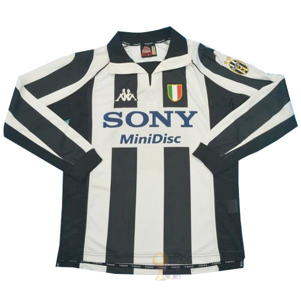 Calcio Maglie Home Manica lunga Juventus Retro 1997 1998 Nero Bianco