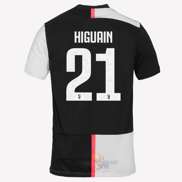 Calcio Maglie NO.21 Higuain Home Maglia Juventus 2019 2020 Bianco Nero
