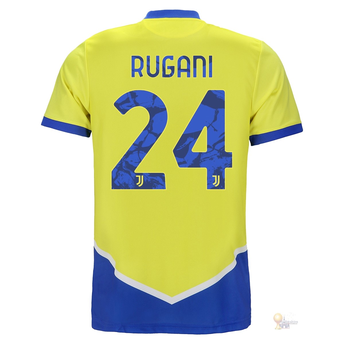 Calcio Maglie NO.24 Rugani Terza Maglia Juventus 2021 2022 Giallo
