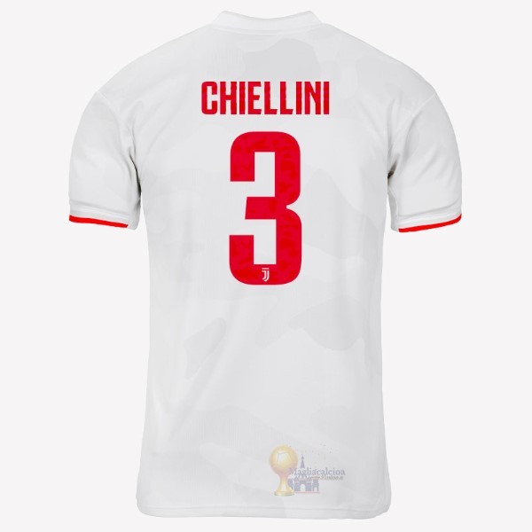 Calcio Maglie NO.3 Chiellini Away Maglia Juventus 2019 2020 Grigio Bianco