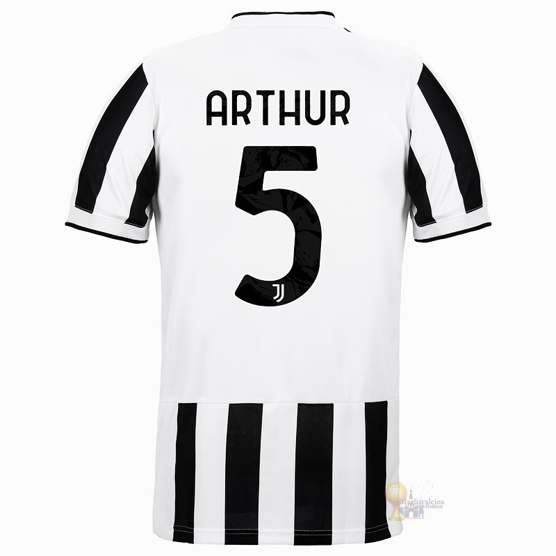 Calcio Maglie NO.5 Arthur Home Maglia Juventus 2021 2022 Bianco Nero