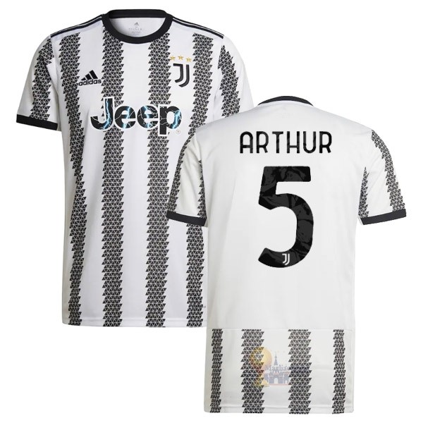 Calcio Maglie NO.5 Arthur Home Maglia Juventus 2022 2023 Bianco Nero
