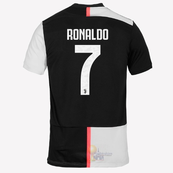 Calcio Maglie NO.7 Ronaldo Home Maglia Juventus 2019 2020 Bianco Nero