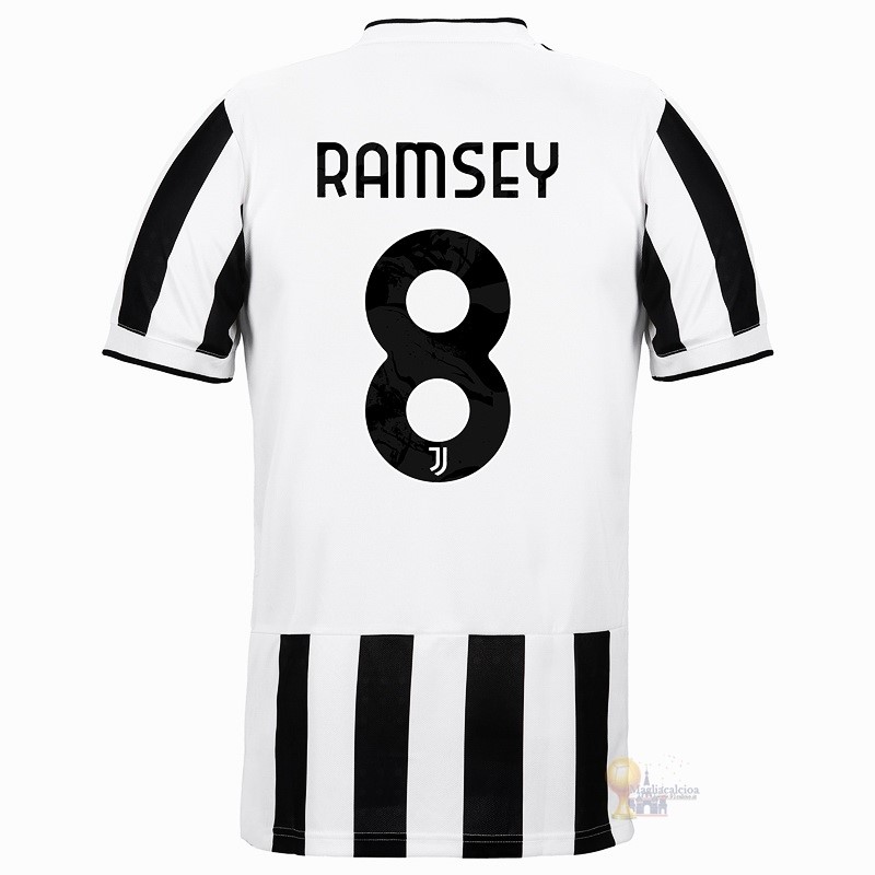Calcio Maglie NO.8 Ramsey Home Maglia Juventus 2021 2022 Bianco Nero