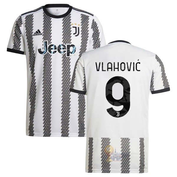 Calcio Maglie NO.9 Vlahović Home Maglia Juventus 2022 2023 Bianco Nero