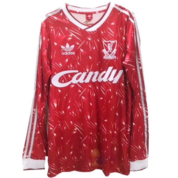 Calcio Maglie Home Manica lunga Liverpool Retro 1989 1991 Rosso