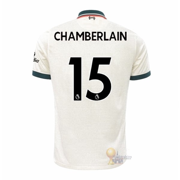 Calcio Maglie NO.15 Chamberlain Away Maglia Liverpool 2021 2022 Bianco