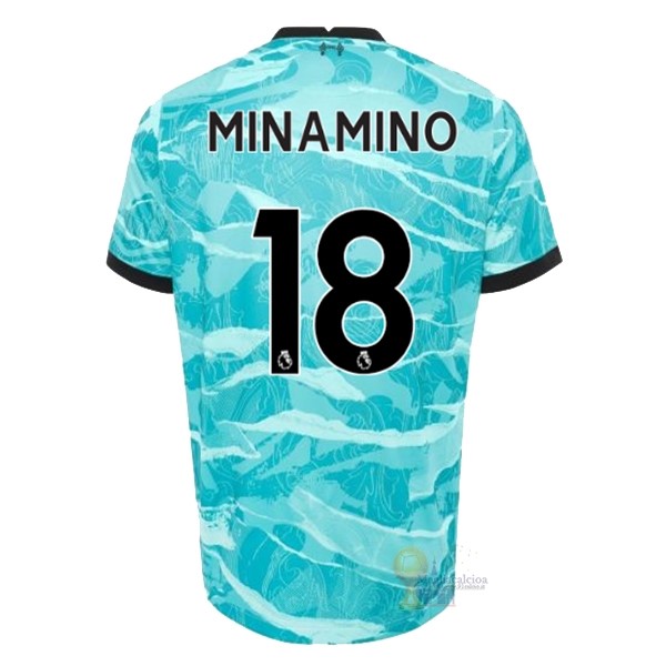 Calcio Maglie NO.18 Minamino Away Maglia Liverpool 2020 2021 Blu
