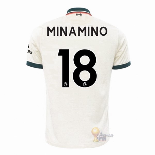 Calcio Maglie NO.18 Minamino Away Maglia Liverpool 2021 2022 Bianco