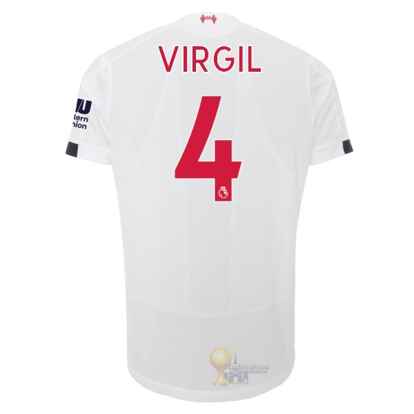 Calcio Maglie NO.4 Virgil Away Maglia Liverpool 2019 2020 Bianco