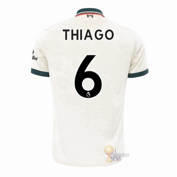 Calcio Maglie NO.6 Thiago Away Maglia Liverpool 2021 2022 Bianco