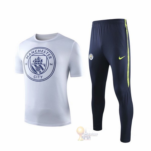 Calcio Maglie Formazione Set Completo Manchester City 2019 2020 Bianco Blu