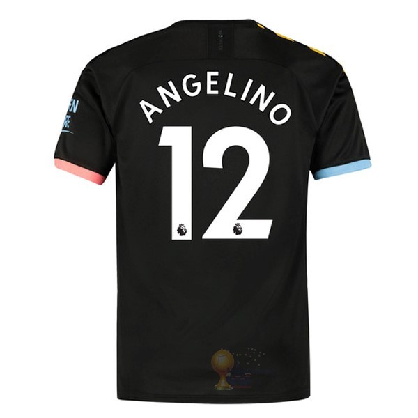 Calcio Maglie NO.12 Angelino Away Maglia Manchester City 2019 2020 Nero