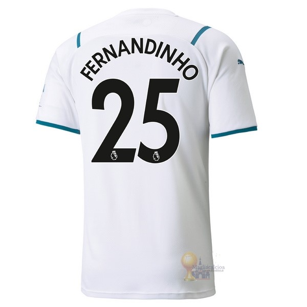 Calcio Maglie NO.25 Fernandinho Away Maglia Manchester City 2021 2022 Bianco