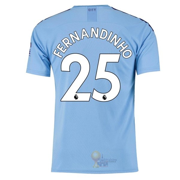 Calcio Maglie NO.25 Fernandinho Home Maglia Manchester City 2019 2020 Blu