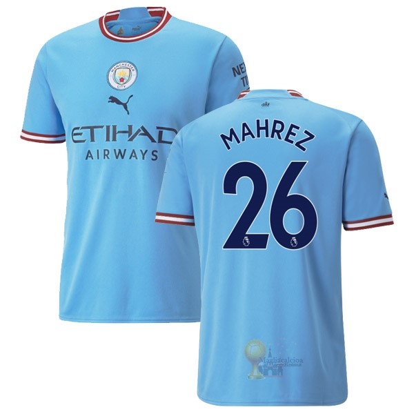 Calcio Maglie NO.26 Mahrez Home Maglia Manchester City 2022 2023 Blu