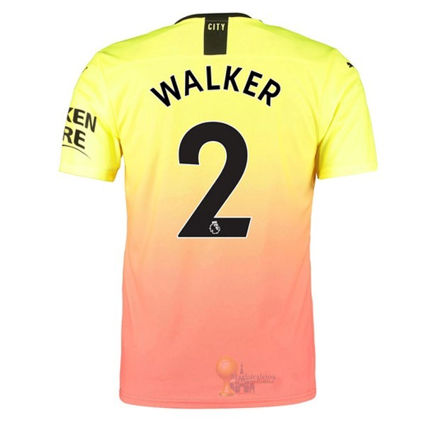 Calcio Maglie NO.2 Walker Terza Maglia Manchester City 2019 2020 Oroange