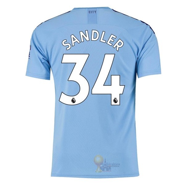 Calcio Maglie NO.34 Sandler Home Maglia Manchester City 2019 2020 Blu
