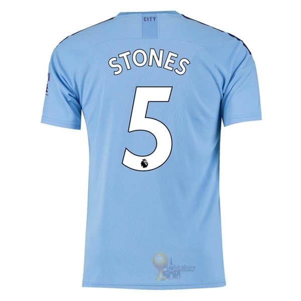 Calcio Maglie NO.5 Stones Home Maglia Manchester City 2019 2020 Blu