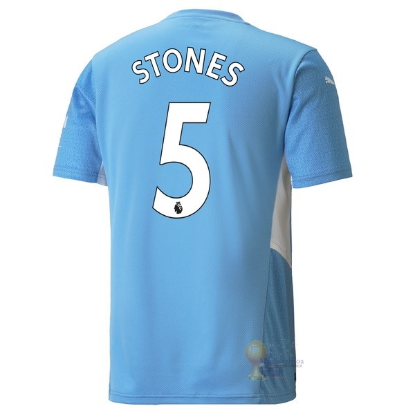Calcio Maglie NO.5 Stones Home Maglia Manchester City 2021 2022 Blu