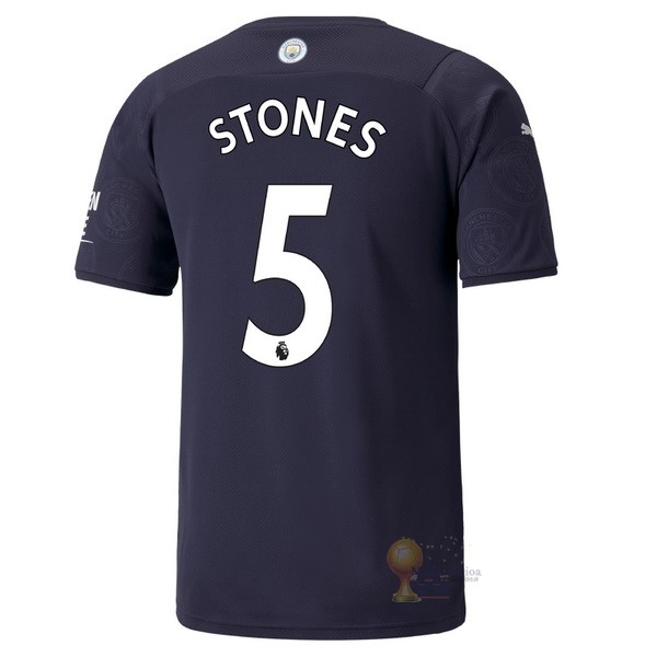 Calcio Maglie NO.5 Stones Terza Maglia Manchester City 2021 2022 Blu Navy