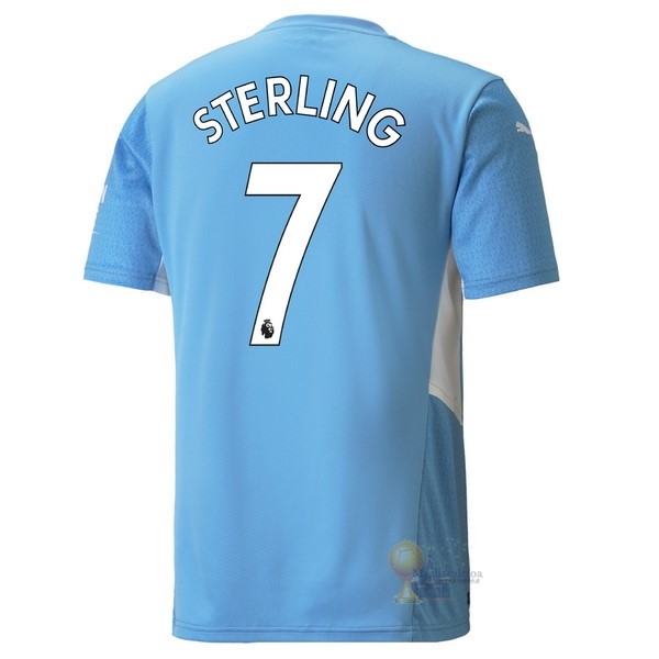Calcio Maglie NO.7 Sterling Home Maglia Manchester City 2021 2022 Blu
