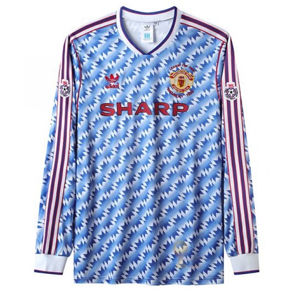 Calcio Maglie Away Manica lunga Manchester United Stile rétro 1992 Blu