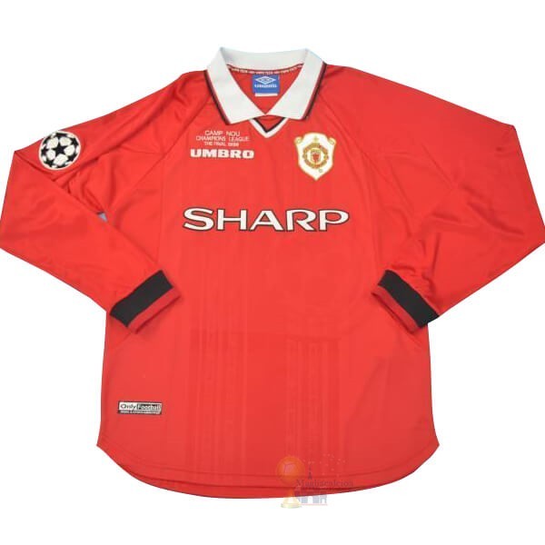 Calcio Maglie Home Manica lunga Manchester United Retro 1999 Rosso