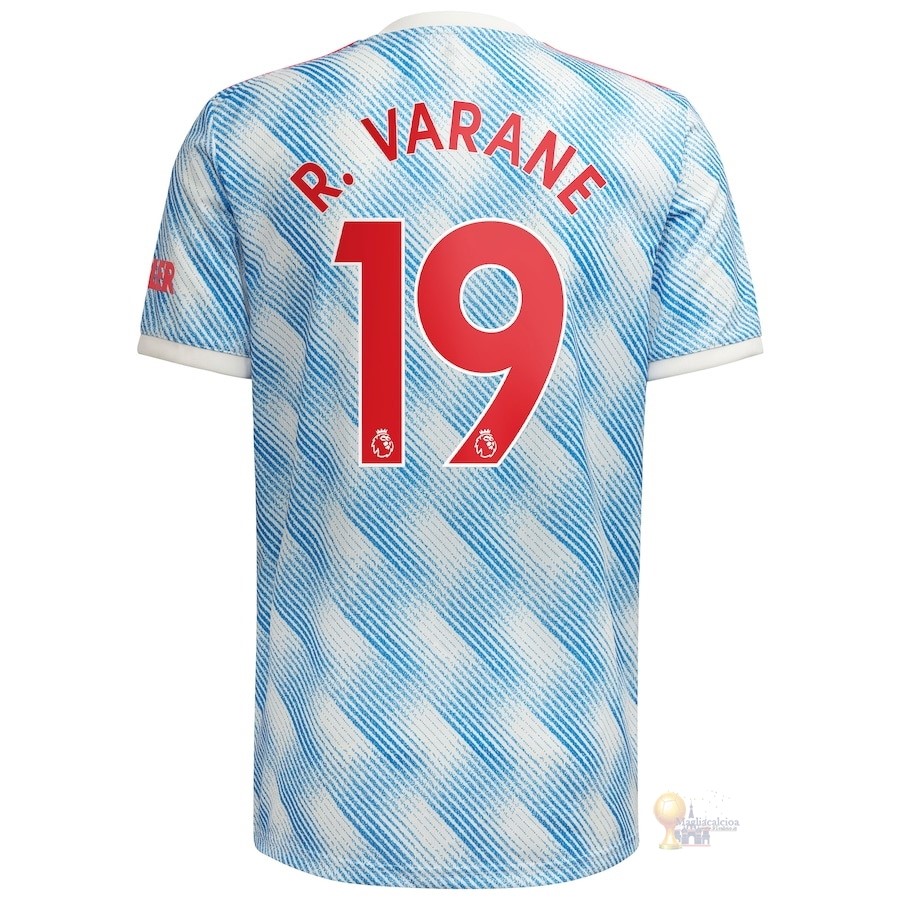 Calcio Maglie NO.19 R. Varane Away Maglia Manchester United 2021 2022 Blu