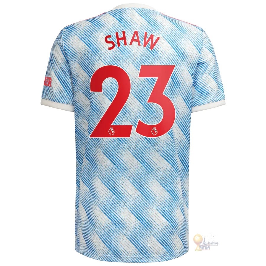 Calcio Maglie NO.23 Shaw Away Maglia Manchester United 2021 2022 Blu