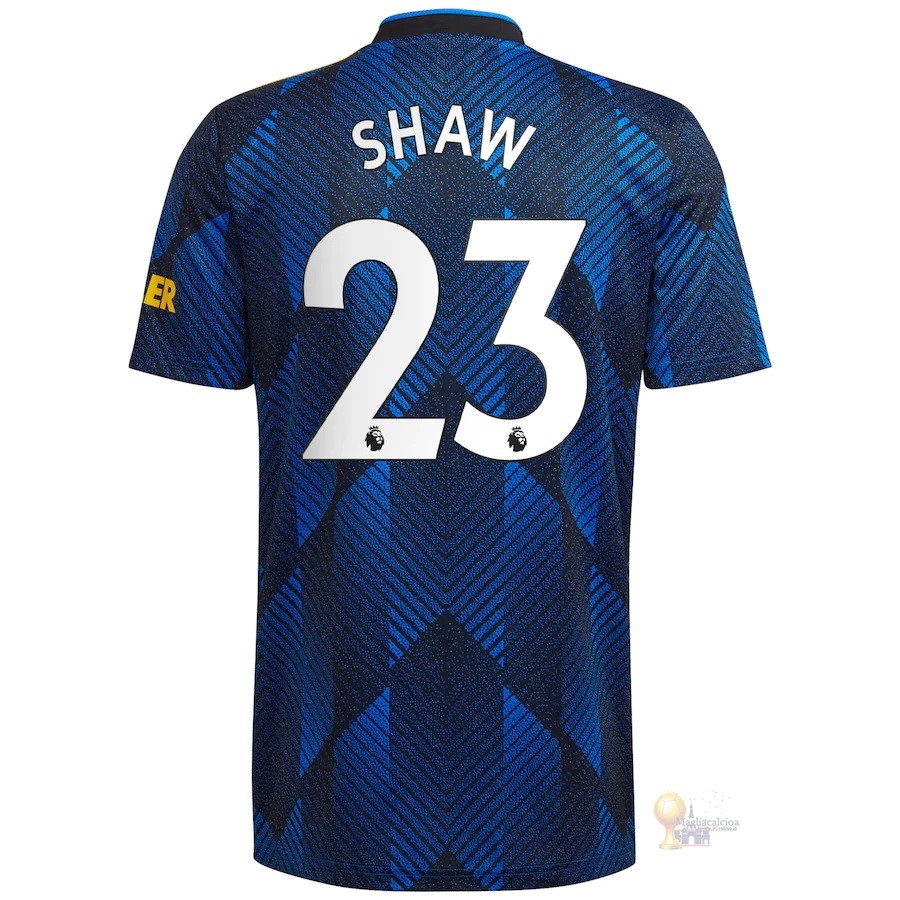 Calcio Maglie NO.23 Shaw Terza Maglia Manchester United 2021 2022 Blu