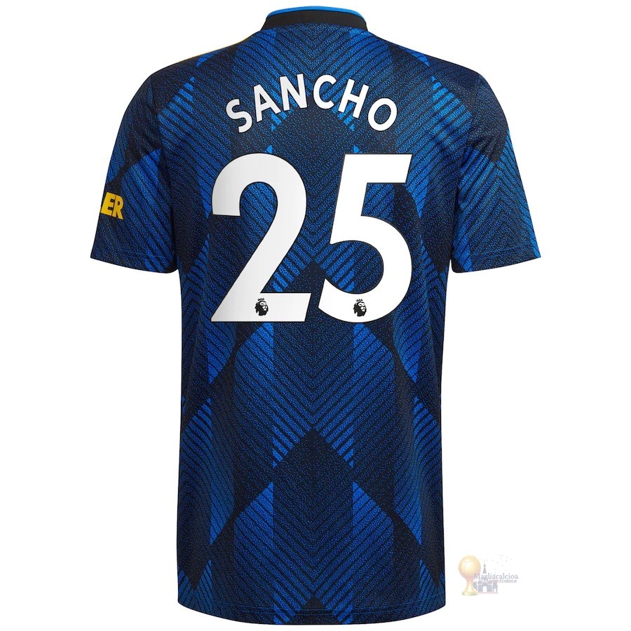Calcio Maglie NO.25 Sancho Terza Maglia Manchester United 2021 2022 Blu