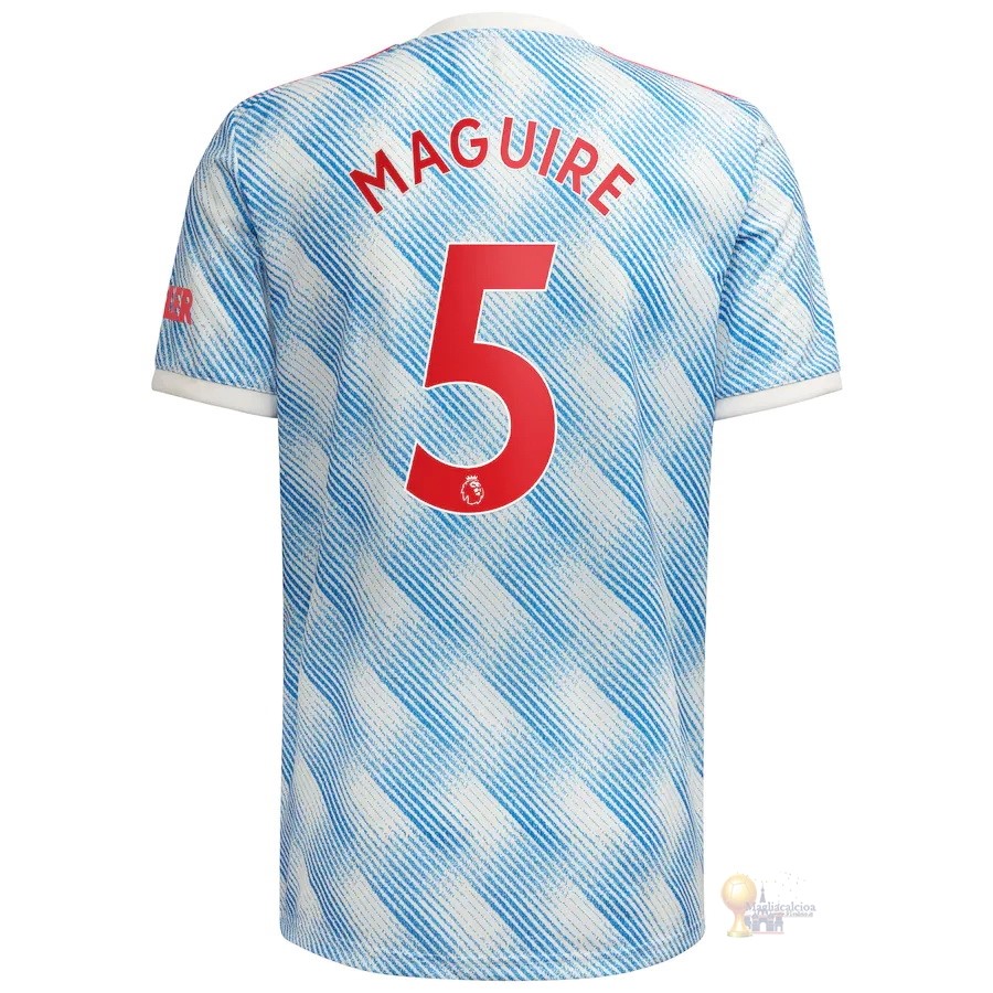 Calcio Maglie NO.5 Maguire Away Maglia Manchester United 2021 2022 Blu
