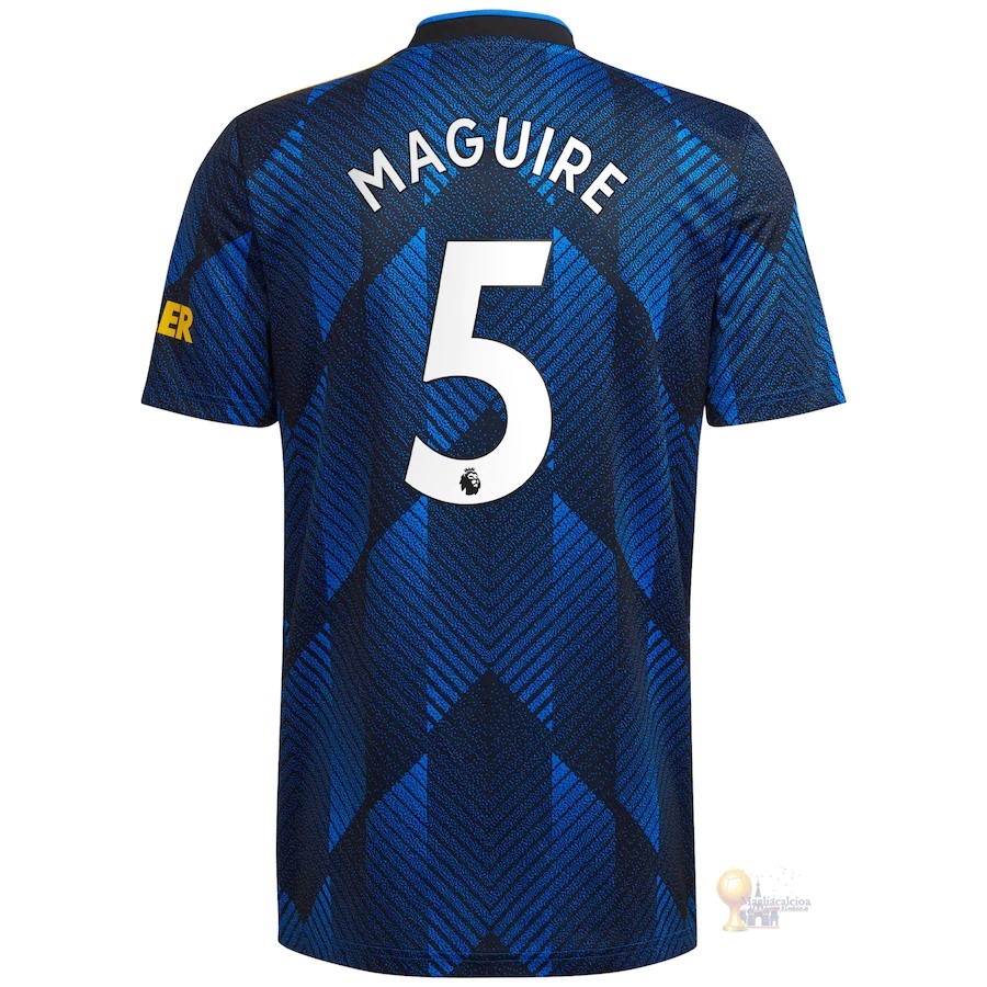 Calcio Maglie NO.5 Maguire Terza Maglia Manchester United 2021 2022 Blu