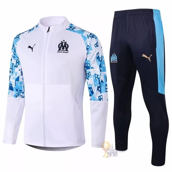 Calcio Maglie Giacca Marseille 2020 2021 Blu Bianco