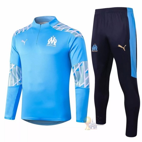 Calcio Maglie Giacca Marseille 2020 2021 Blu Luce Bianco