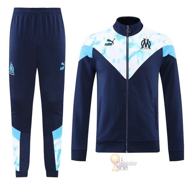 Calcio Maglie Giacca Marseille 2022 2023 Blu Bianco